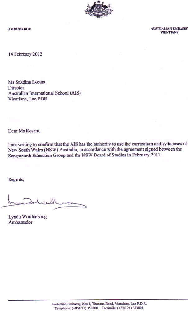 Letters from the embassador